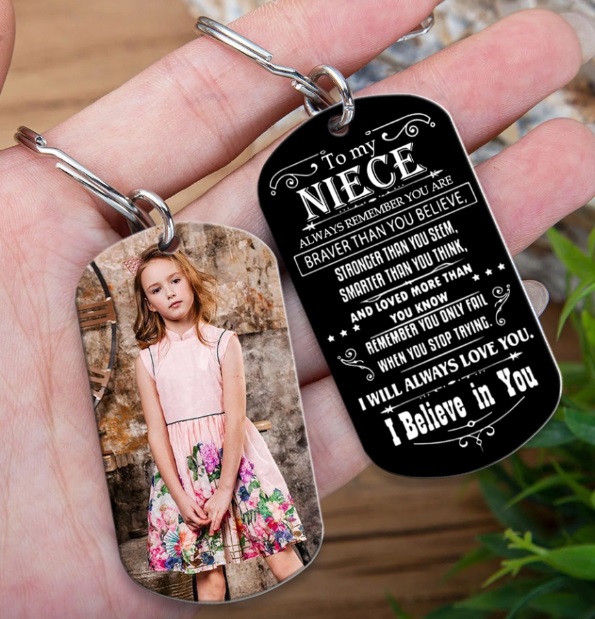 To My Niece Stainless Metal Keychain Custom Photo