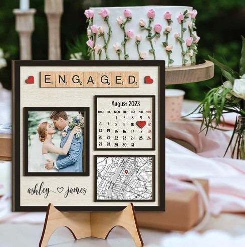 Personalized Engagement Wood Sign