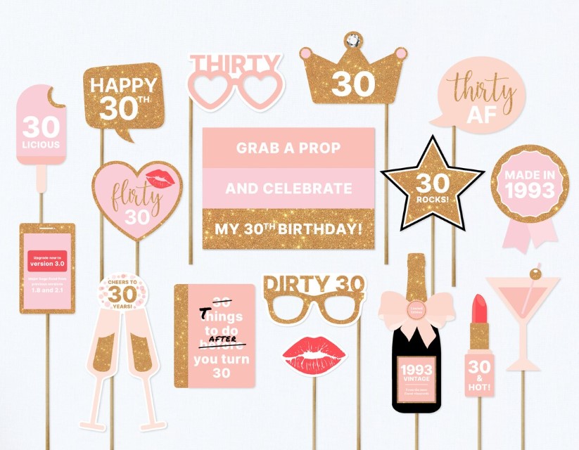 30th Birthday Party Decorations for Her Hot Pink Dirty Thirty Banner  Balloon Dirty 30 Sash Cake Topper for 30 Years Old Birthday Party Supplies,  Hot