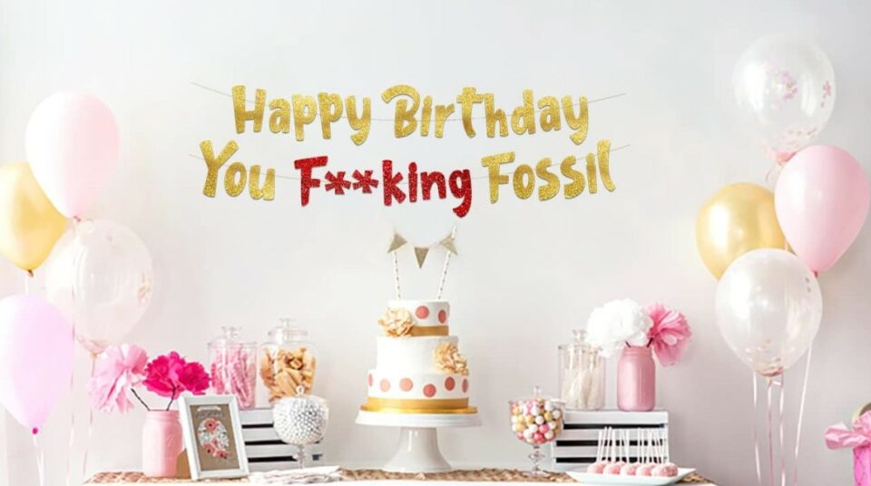 Funny Birthday Gold Glitter Banner
