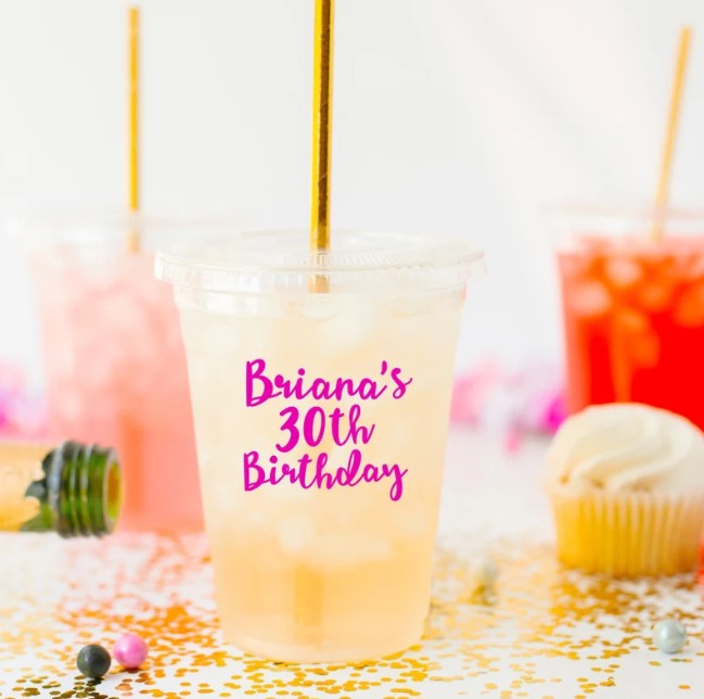 Personalized 30th Birthday Party Cups
