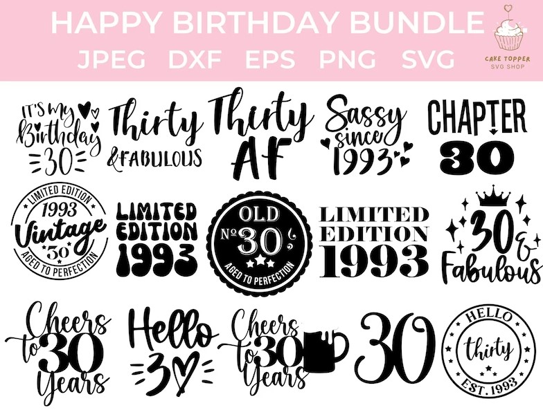 30th Birthday SVG Bundle
