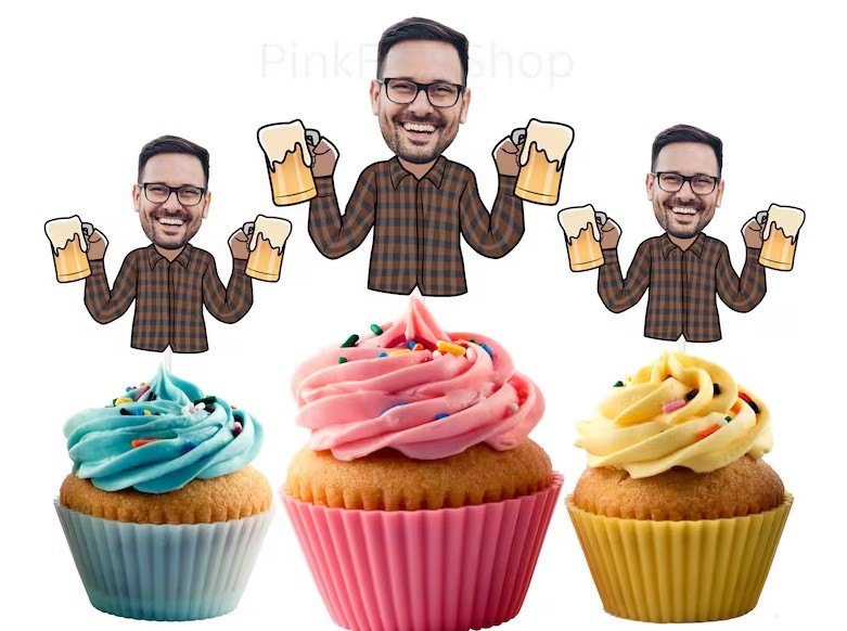 Man with Beers Cupcake Toppers
