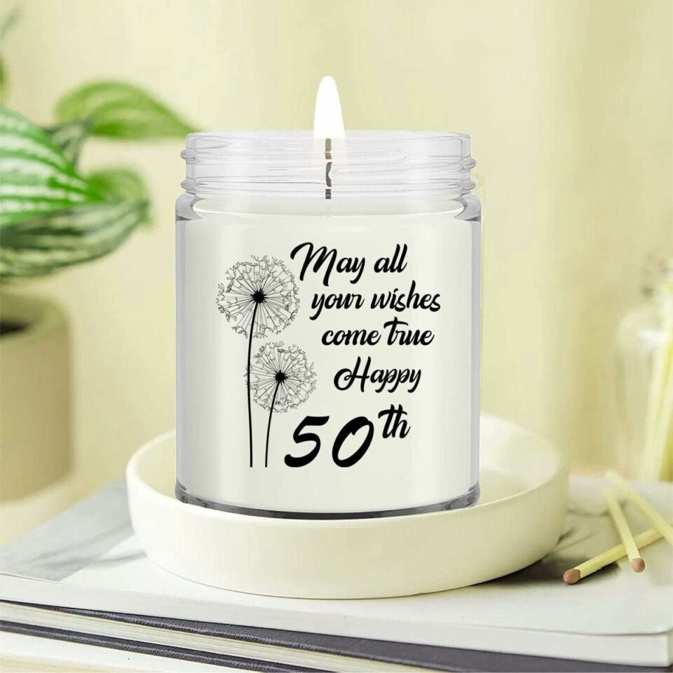 Happy 50th birthday soy wax candle
