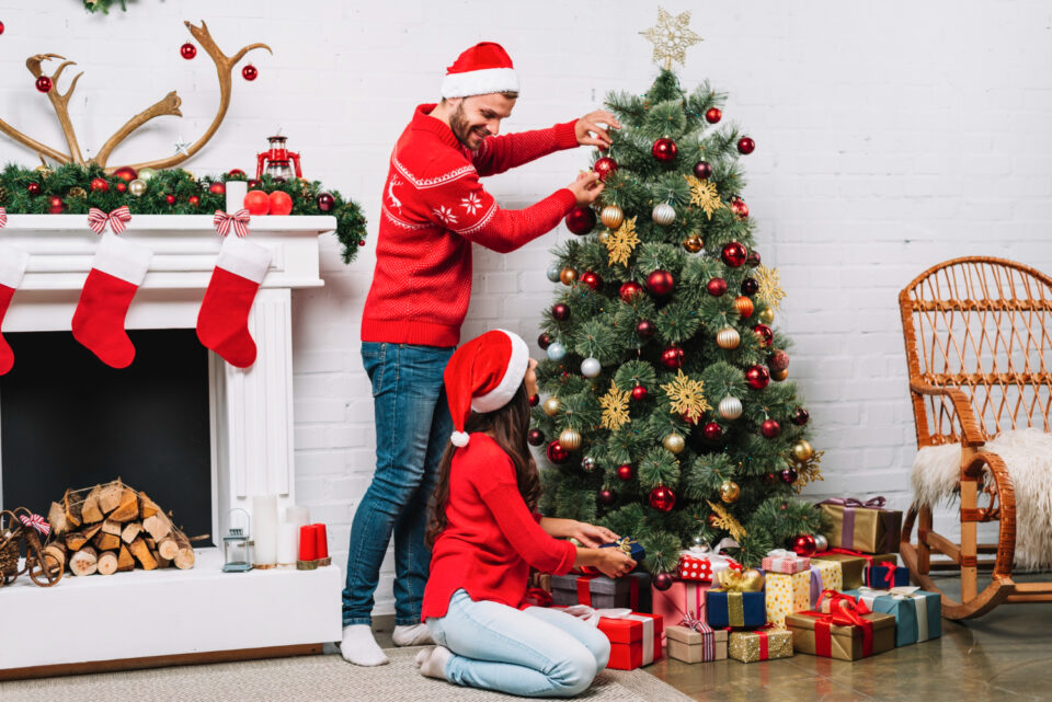 Decorating the Christmas tree