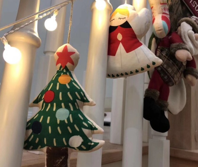 Plush Santa Pattern Stair Hangings