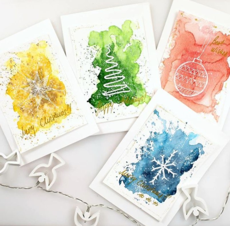 DIY holiday cards, Unique, popup, watercolor, and more