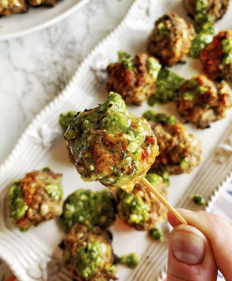 Meatball With Chimichurri Sauce