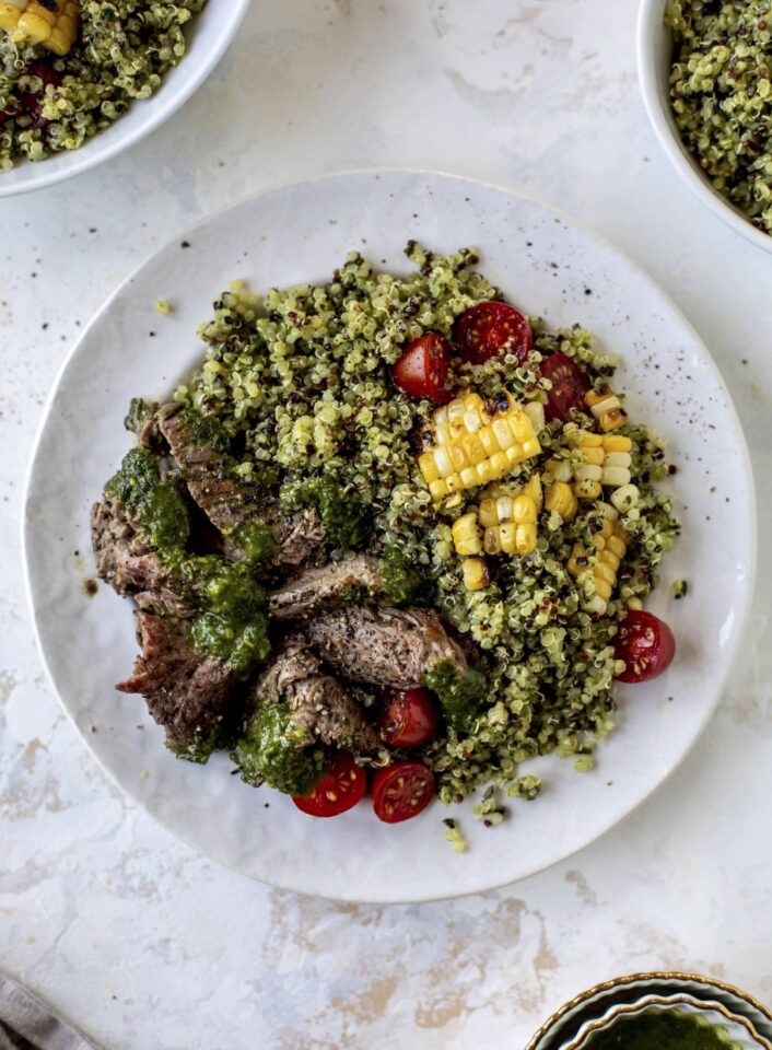 Chimichurri Quinoa with Flank Steak