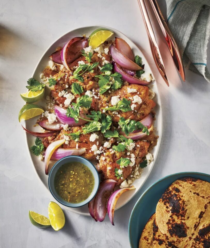 Sheet Pan Chicken Thighs with Salsa Verde