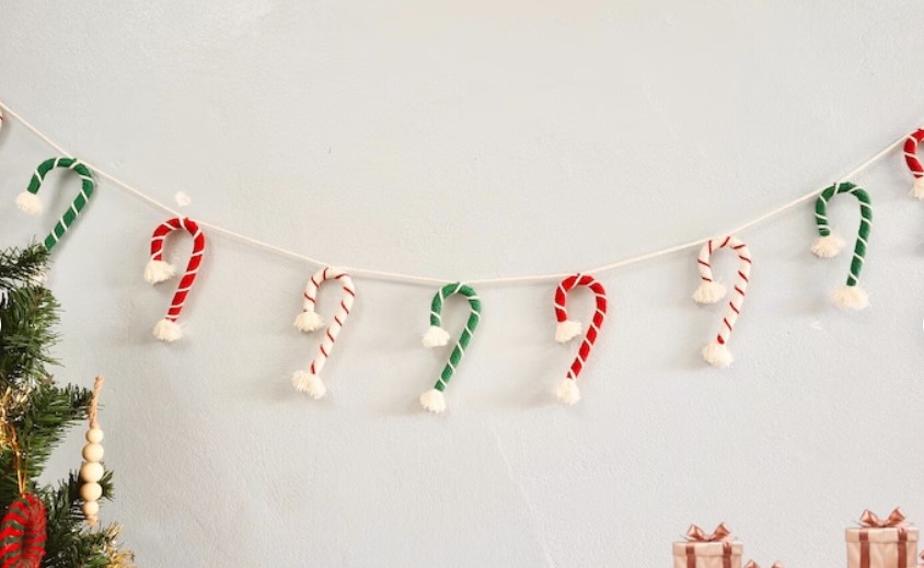 Candy Cane Garland Fireplace Decor