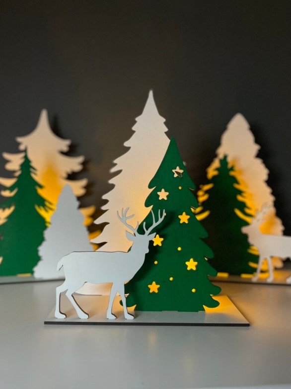 Reindeer and Pine Tree Christmas Decor