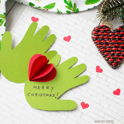 Handprint Grinch Christmas Card