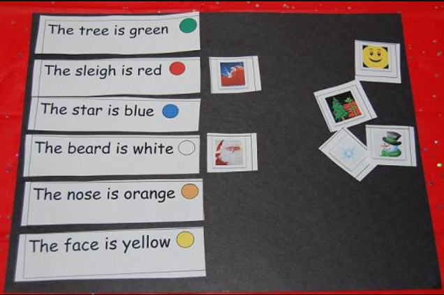 Christmas Color Words and Item Match