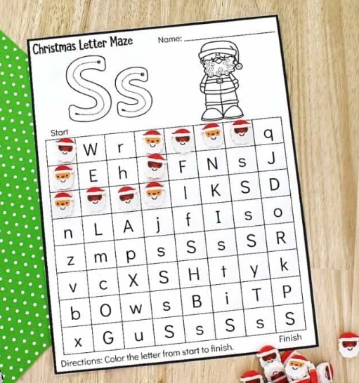 Christmas Letter Maze Worksheets