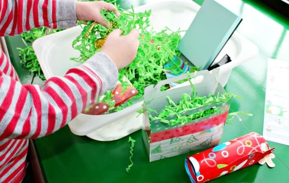 Christmas Gift Wrap Sensory Bin