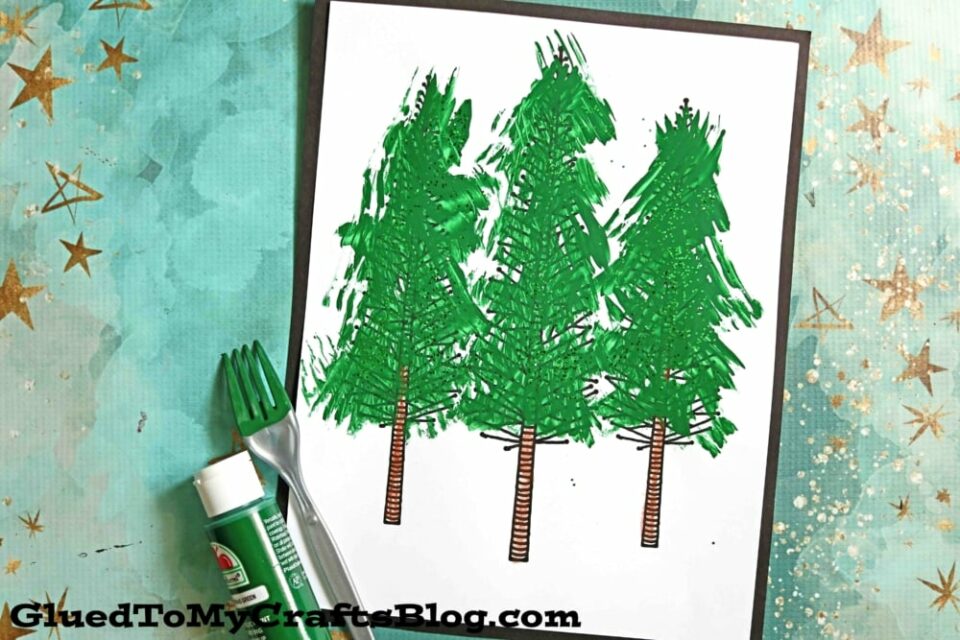 Fork-Printed Christmas Trees