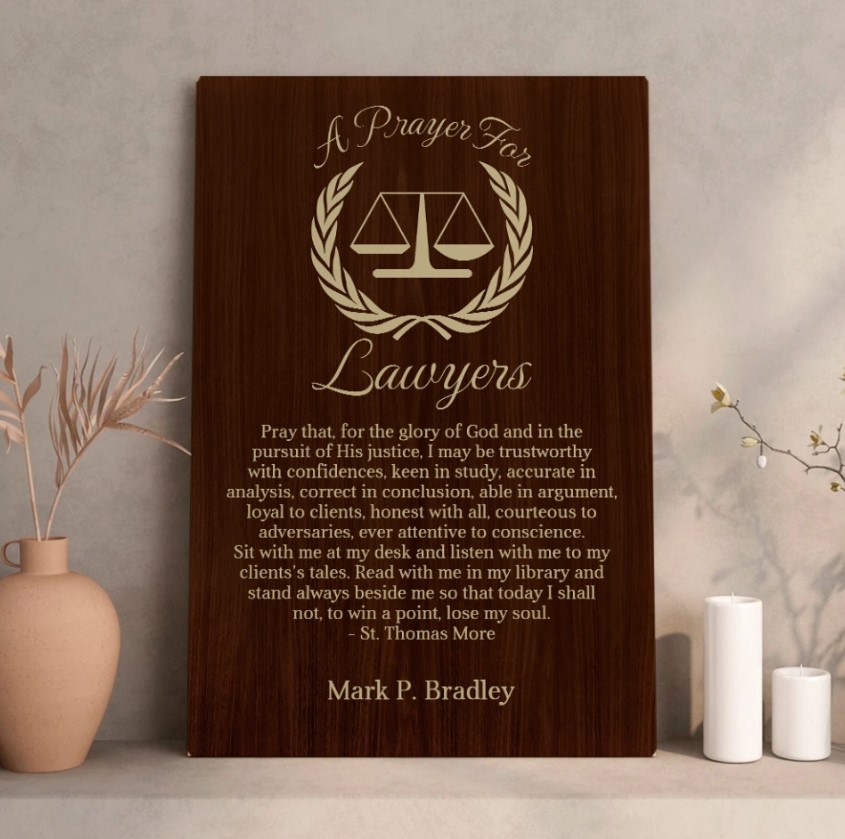 Law School Gifts for Lawyer, Lawyer Gifts for Women, Law Office Art,  Attorney Gifts for Men, Gift for Law Student, Law school Graduation Gifts,  St Thomas Moore Lawyer's Prayer Office Decorations, 6444 