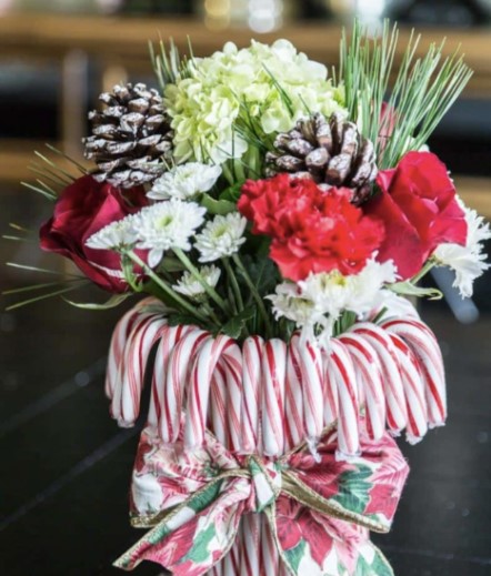 Candy Cane and Carnation Centerpiece Table Decor 