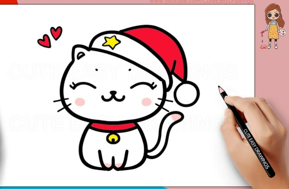 Cute Kitty with Christmas Hat