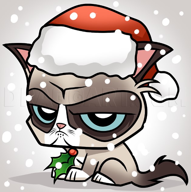 Christmas Grumpy Cat Drawing
