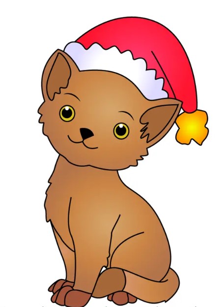 Kind Christmas Cat Drawing