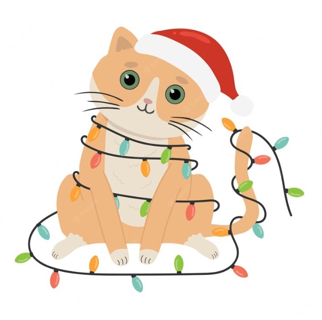 Christmas Lights Cat