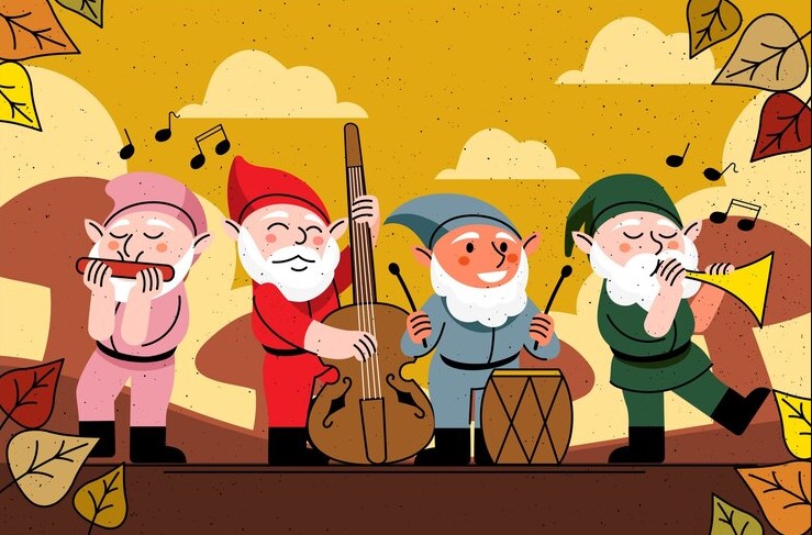 Gnome Carolers Singing