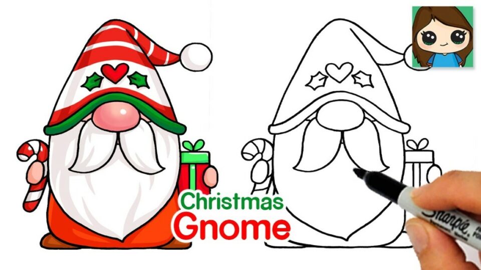 Gnome Santa with gift and candy