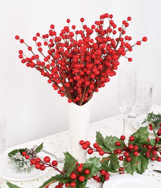 Christmas Faux Holly Centerpiece