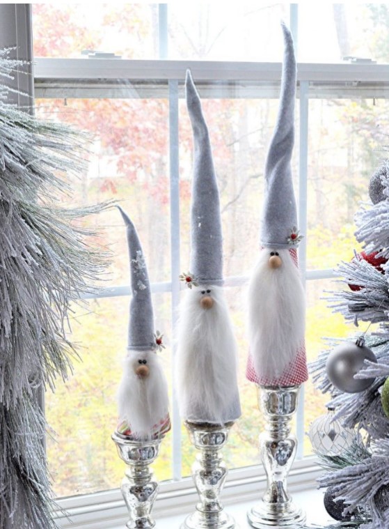 Diy White Christmas Gnome Using Candle Holder