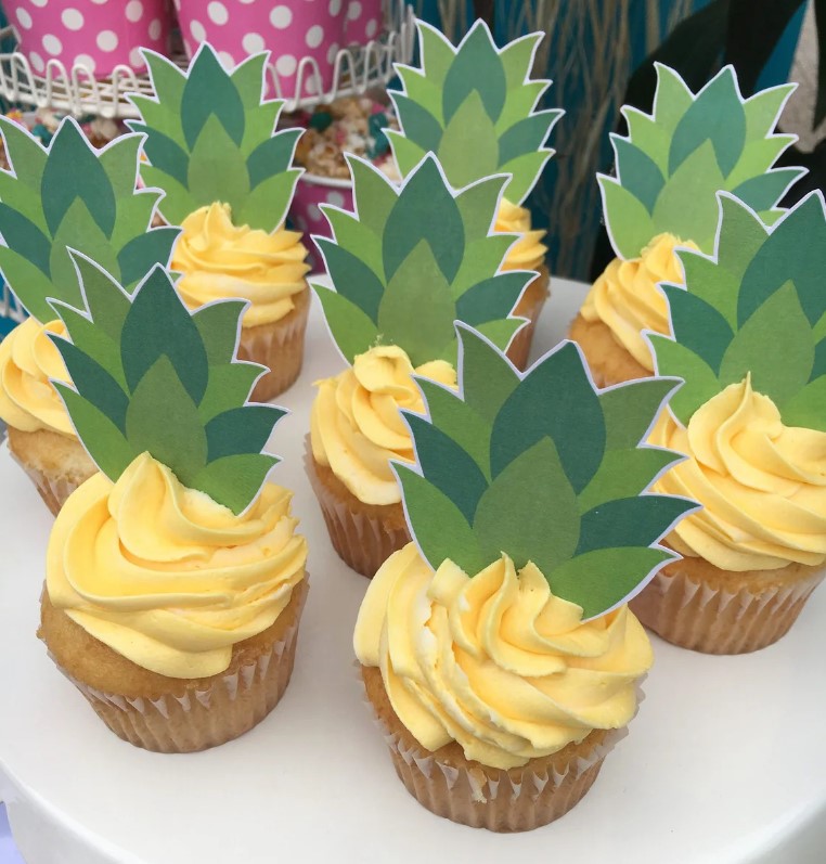 Pineapple tops cupcake toppers
