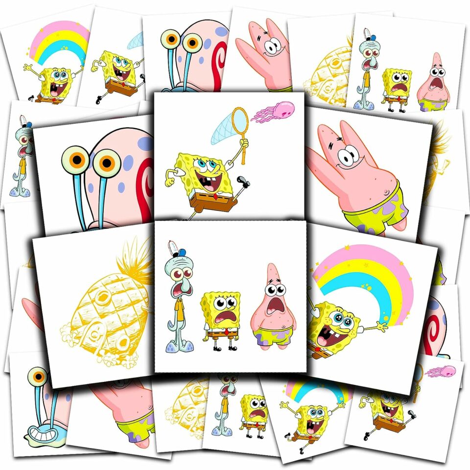 Spongebob tattoos party favors
