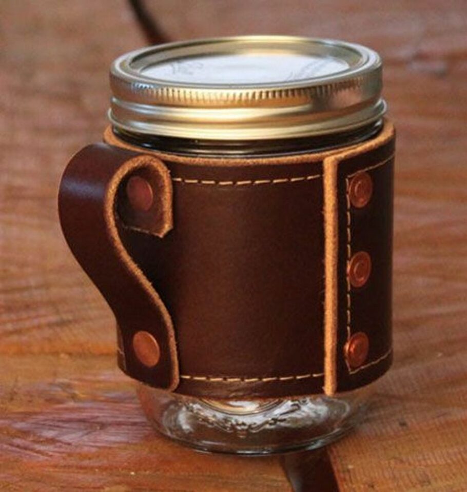 Leather Mason Jar Sleeve