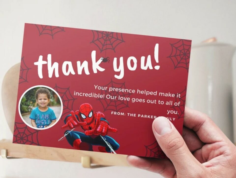 Custom Webbed Wonder Spider-Man Thank You Note