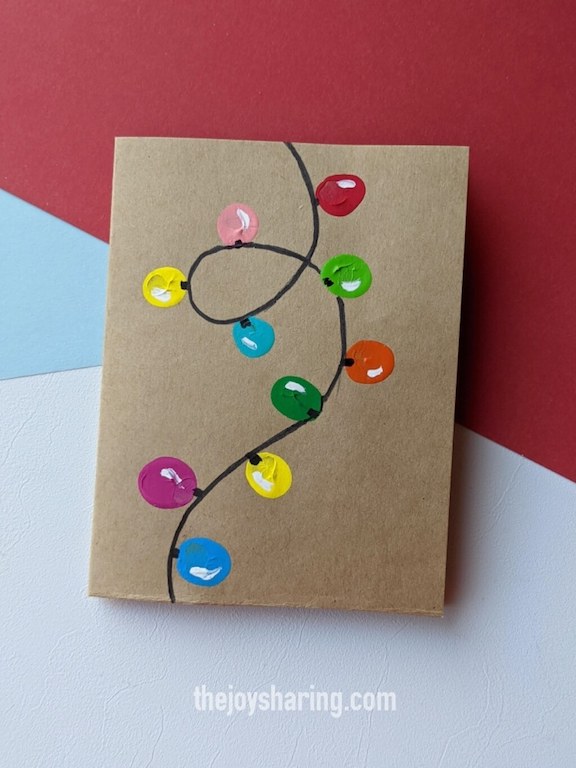 Fingerprint lights Christmas card