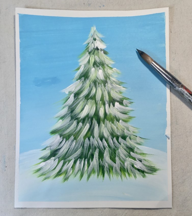 Paint stroke Christmas tree card