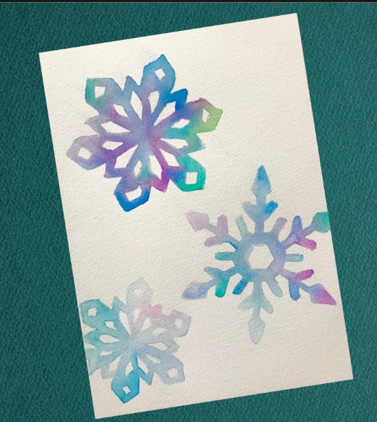 Watercolor snowflake cards