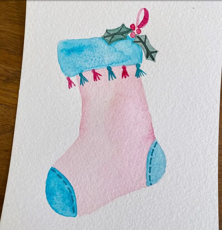 Pastel watercolor stocking cards