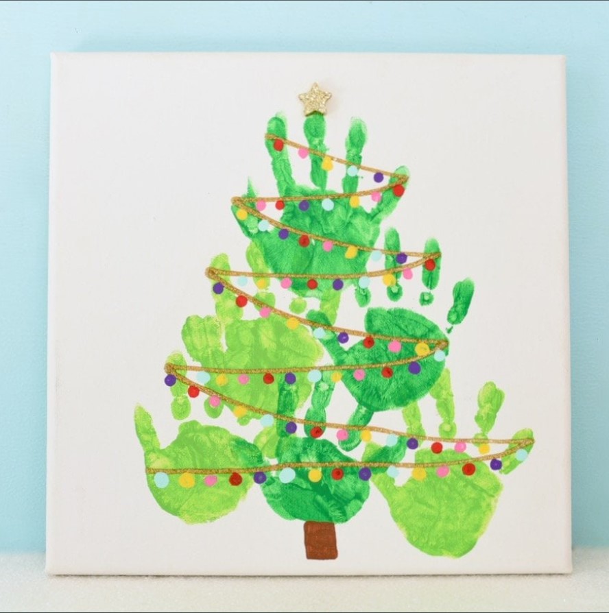 Christmas tree handprint cards