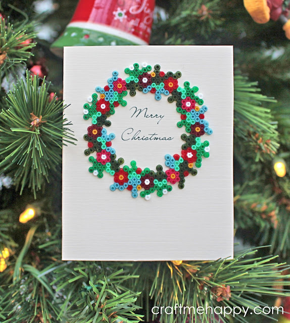 Bead wreath Christmas cards