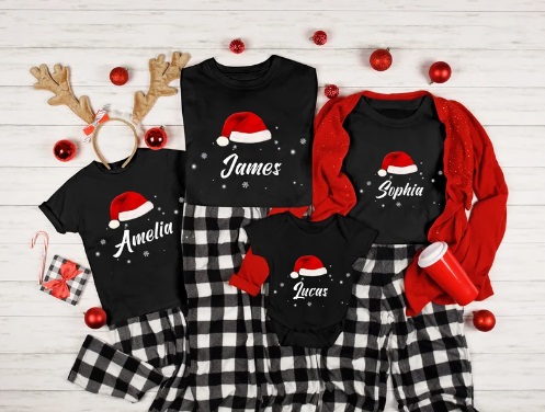 Custom Santa Hat Family Shirts