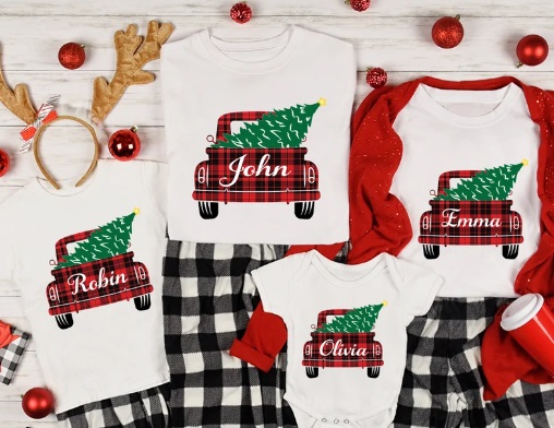 Personalized Red Truck Family Shirts