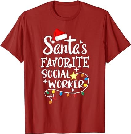 Santa's Favorite Social Worker Christmas T-Shirt