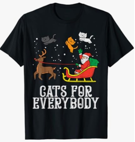 Christmas Cat Funny Santa T-Shirt