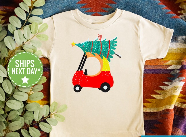 Red Car Christmas Kids Shirt