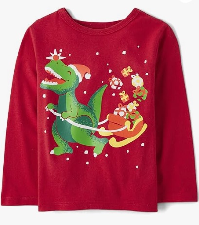 Dino Sled Baby Christmas Graphic T-Shirt