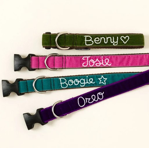 Personalized Hand Embroidered Dog Collar