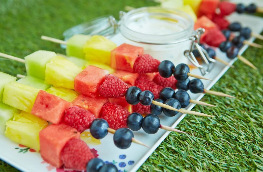 Tea party fruit skewers
