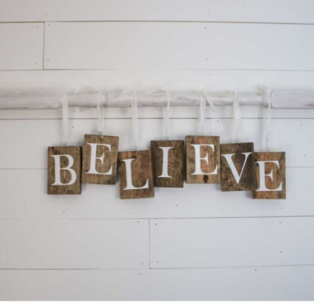 DIY Believe Christmas Wooden Sign